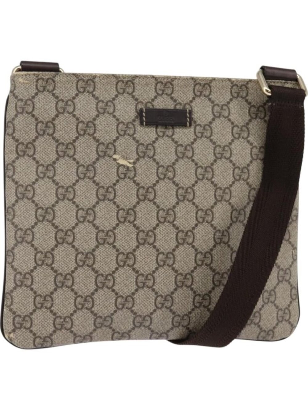GUCCI GG Supreme Shoulder Bag PVC Beige Gold 201538